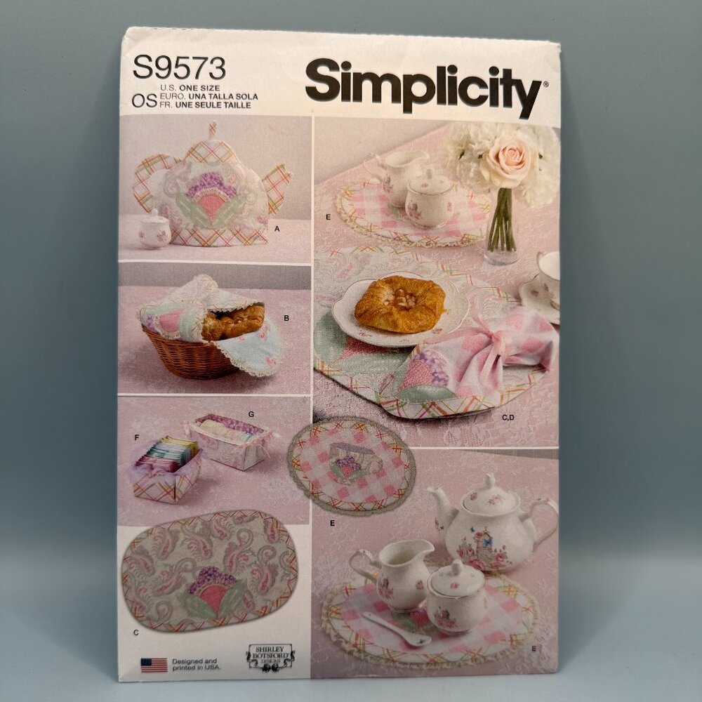 Simplicity S9573  Uncut  Tea Cozy Basket Wrap Place Mat Napkin Tray Mat Tea Bag